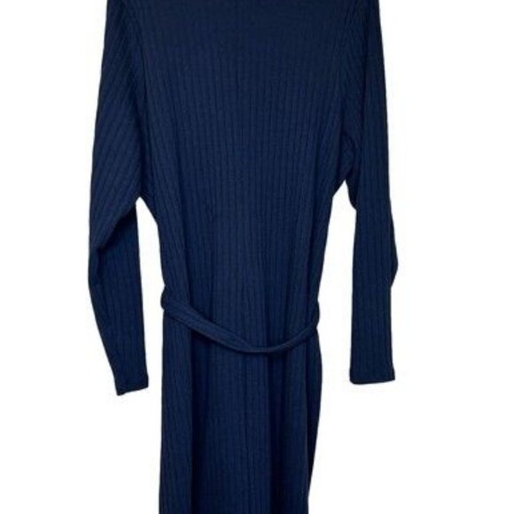 Old Navy Navy Fitted Rib-Knit Tie-Belt Long-Sleeve Mini Polo Dress Size XXL - Picture 9 of 10